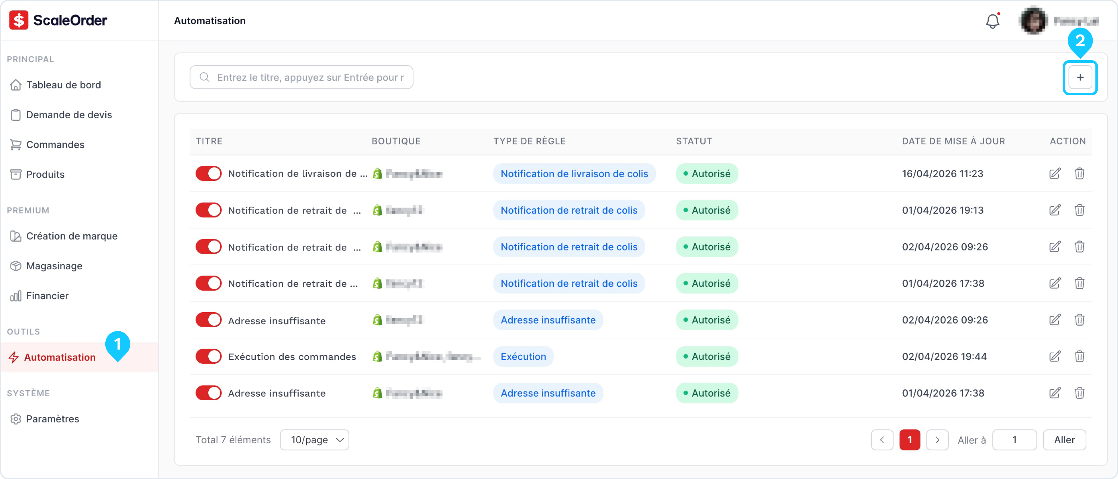 Automatisation — ajouter des règles — ScaleOrder (1)