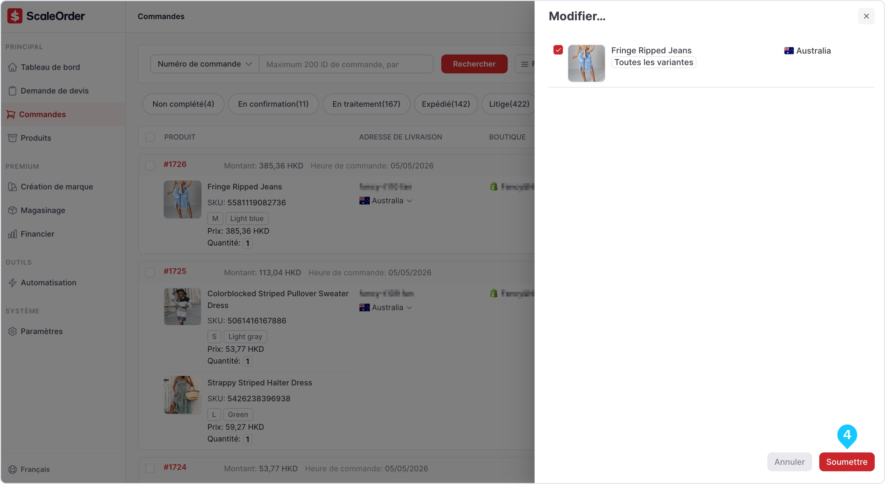 Modifier le fulfillment — confirmation et soumission — ScaleOrder (2)